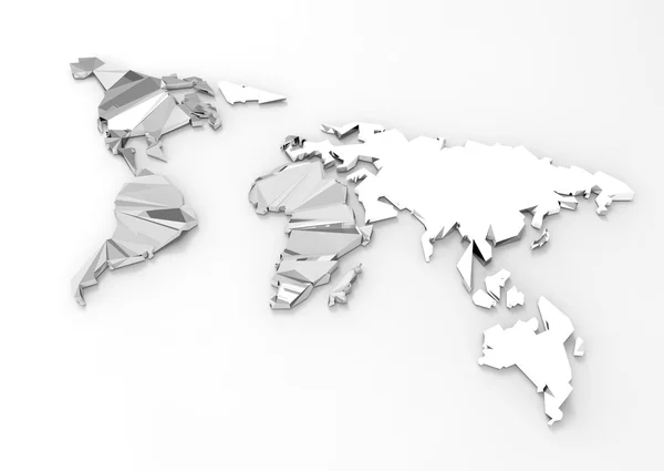 Low polygon 3d world map on white background — Stock Photo, Image