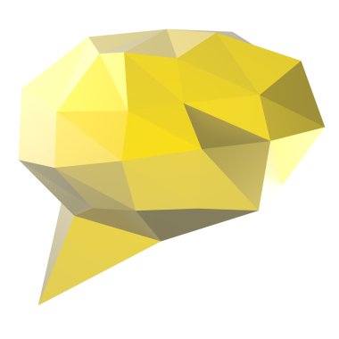 Beyaz arka plan üzerinde düşük Poli geometrik konuşma balonu