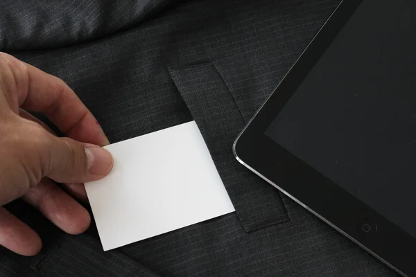 空白的企业形象包装制卡与暗灰色苏 — 图库照片