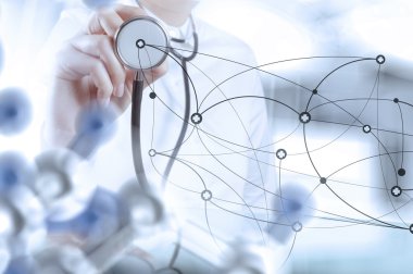 Ameliyathane akıllı tıp doktoru el çizim ağla