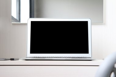 blank screen laptop computer and smart phone and digital tablet  clipart