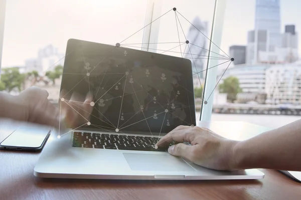 Blank screen laptop computer and smart phone and digital tablet — Stock Photo, Image