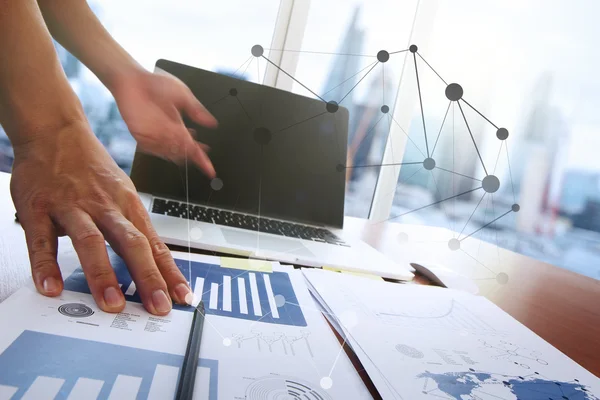 Doctor working with laptop computer in medical workspace office — Stock Photo, Image