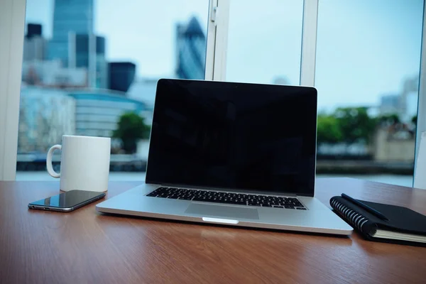 Business documents on office table with smart phone and digital — Stock Photo, Image