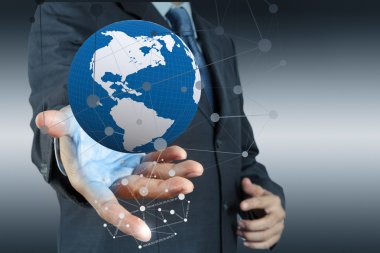  yeni modern bilgisayar ile birlikte çalışma işadamı sosyal networ göster