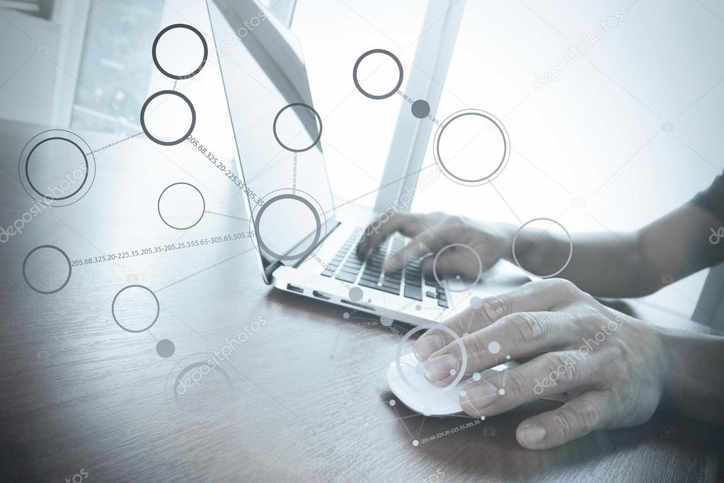 Doctor working with laptop computer in medical workspace office 