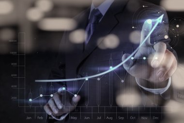 İşadamı el ile yeni modern comp çalışma çift pozlama