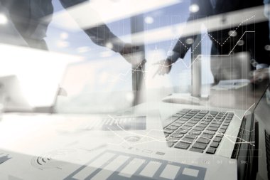 Akıllı Ofis Masası üzerinde iş belgelerinin çift pozlama