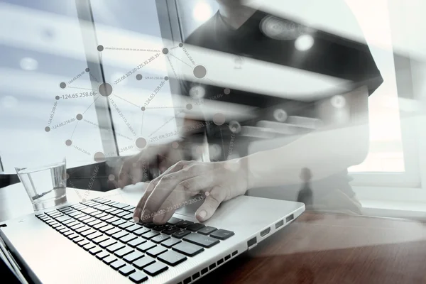 Young creative designer man working at office with computer lapt — Stock Photo, Image