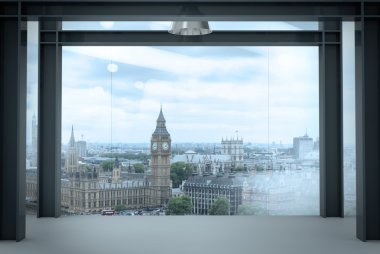 interior space of modern empty office interior with london city 