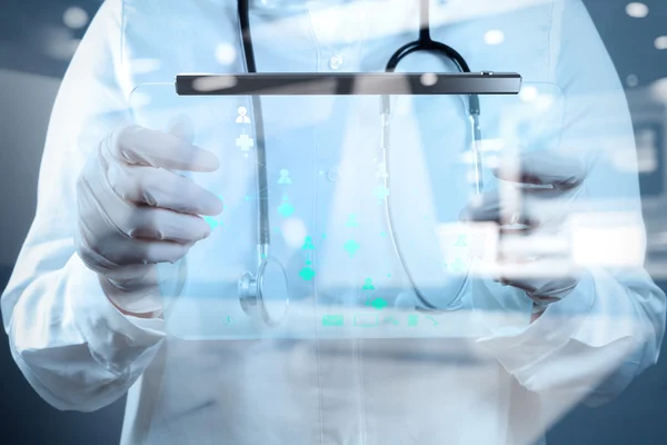 Medicine doctor working with modern computer interface as concep — Stock Photo, Image