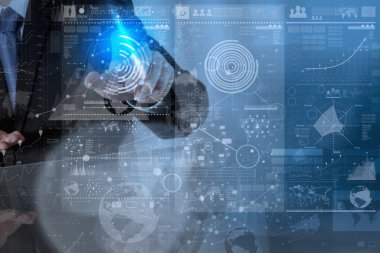 modern teknoloji ve dijital katman eff çalışma iş adamı