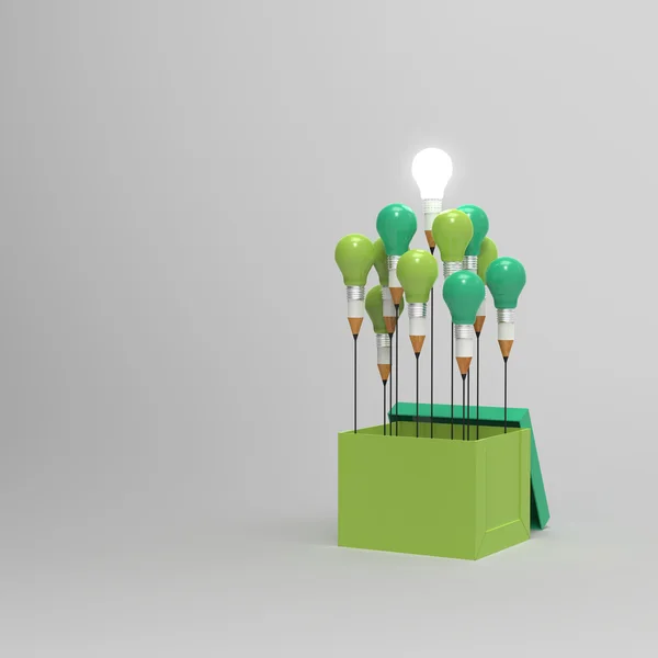 Disegno idea matita e lampadina concetto fuori dagli schemi come cr — Foto Stock