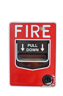 Yangın alarmı kutusu beyaz arkaplanda izole edildi.