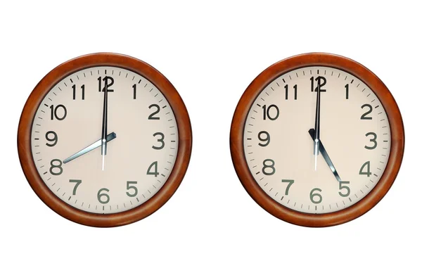 Wooden clocks show working — Stock Photo, Image