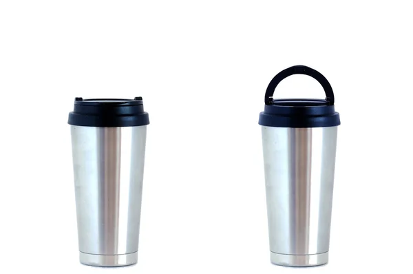 Stainless bottles on white — Stock Photo, Image