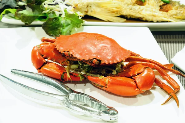 Sea Crab Snapper Seafood Set Spicy Sauce — Stock Photo, Image