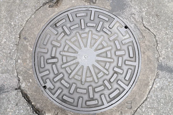 Manhole Cover Street Drain Cover Top View — Stock Photo, Image