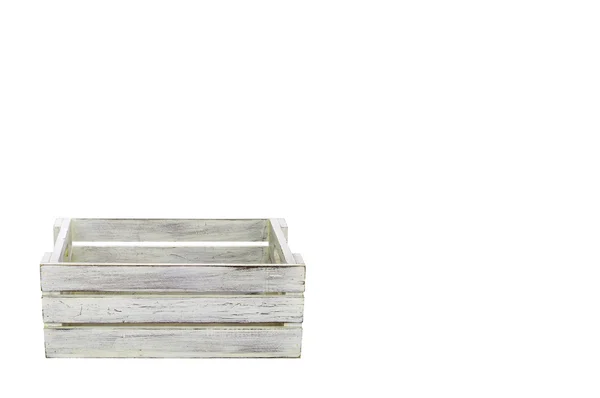 Bílá Dřevěná Krabička Bílém Pozadí Kopie Prostoru Ořezové Cesty Zahrnuté — Stock fotografie