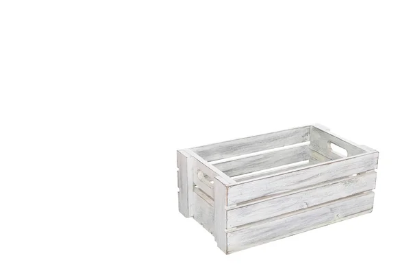 Caja Madera Blanca Sobre Fondo Blanco Con Espacio Para Copiar —  Fotos de Stock