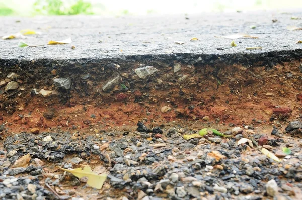 Schicht Ortsstraße Beschädigt Gefahr Für Verkehr — Stockfoto