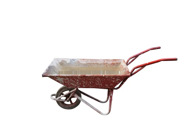 Industrial Wheelbarrow Isolated Clipping Path — Stock Photo, Image