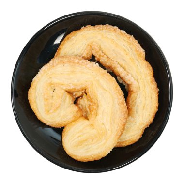 Çift siyah plaka üzerinde Kelebek gevrek ekmek