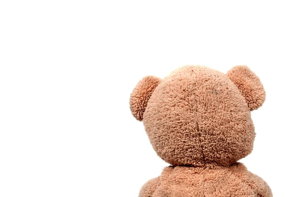 Teddy Bear Tillbaka Isolerad Vit Bakgrund — Stockfoto