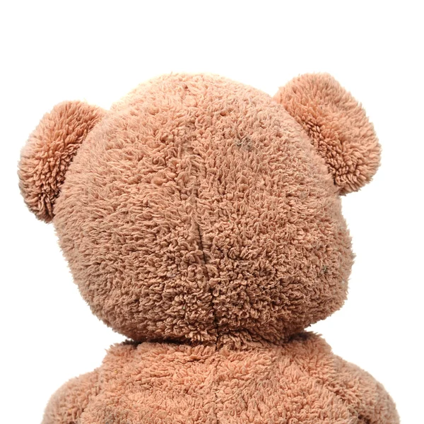 Teddy Bear Tillbaka Isolerad Vit Bakgrund — Stockfoto