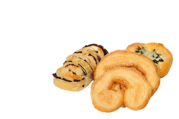 Muitos Tipos Pão Assado Croissant Tortas Borboleta Espinafre — Fotografia de Stock