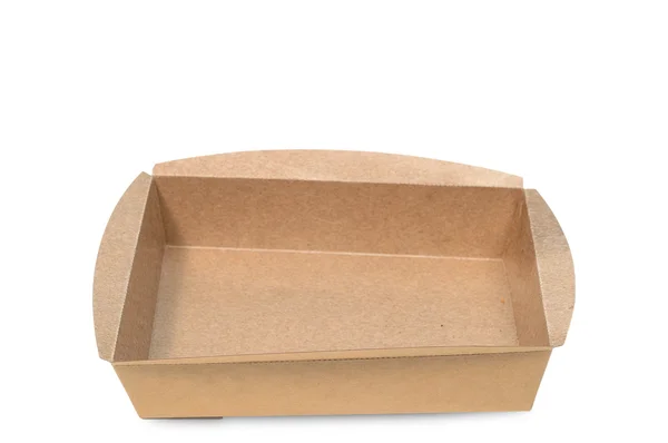 Brown Paper Food Tray White Background — Stock Photo, Image