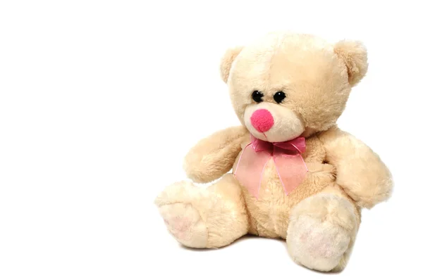 Einzelne Teddybär Puppe Auf Weißem Hintergrund lizenzfreie Stockbilder