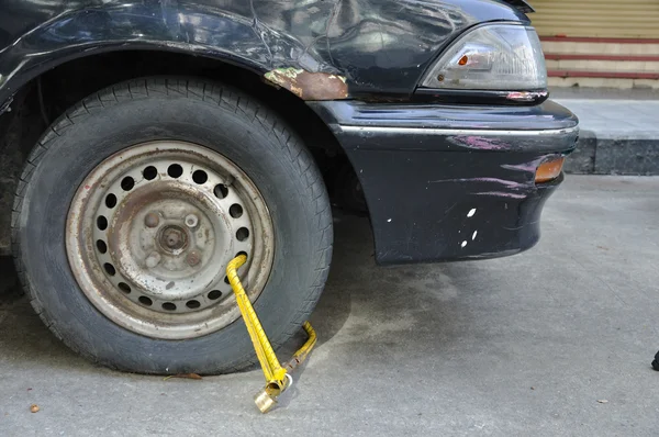 Clamp on car wheel — Stock Photo, Image