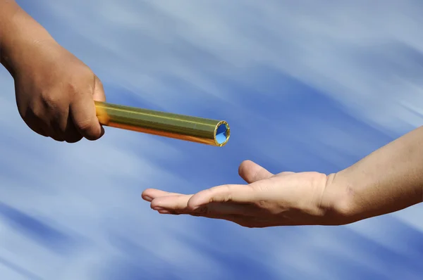 Relay-athletes hands — Stock Photo, Image