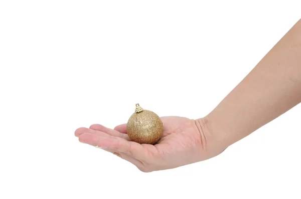 Asia man hand holding X' Mas ball — Stock Photo, Image