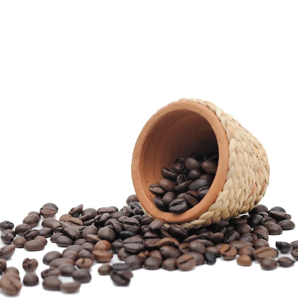 Pot with coffee seeds — Stock Photo, Image