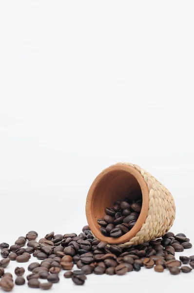 Pot with coffee seeds — Stock Photo, Image