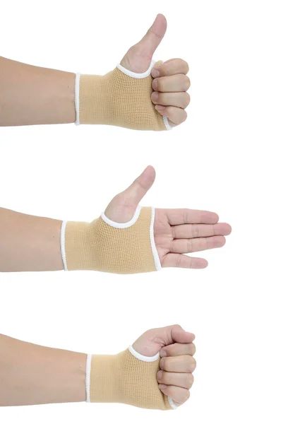 Man hands with wrist-support protection — Stock Photo, Image