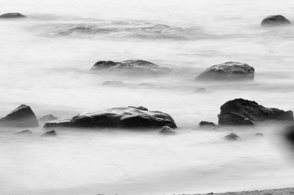 Morning beach with stones