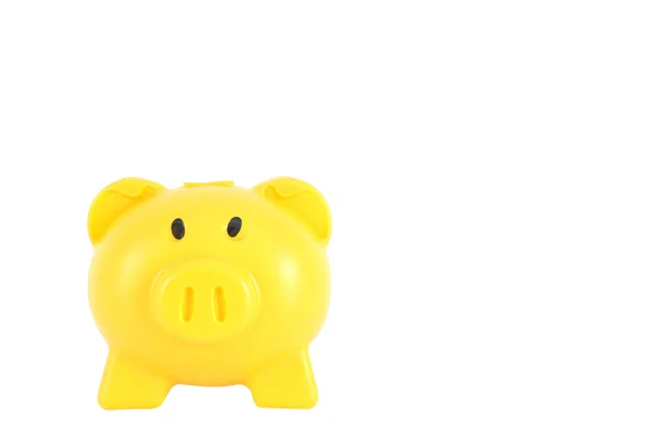 Yellow piggy bank isolated — Stock Photo, Image