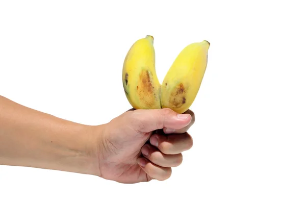 Mężczyzna ręka gospodarstwa banany — Zdjęcie stockowe