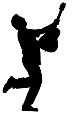 Gitar ile poz adam silüeti