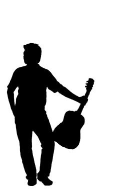 Gitar ile poz adam silüeti