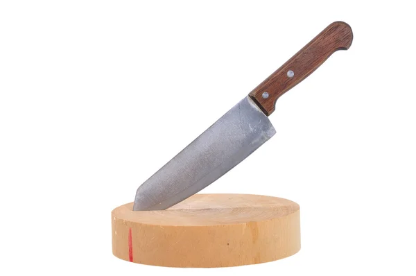Old knife with cutting board — Stock Photo, Image