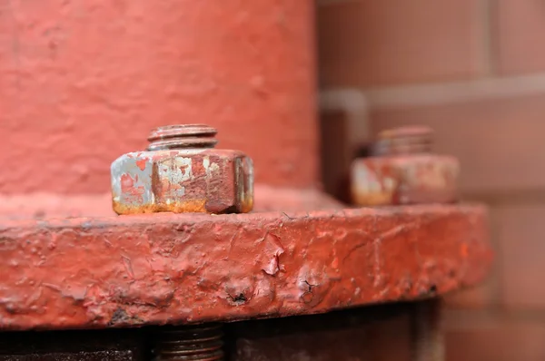 Red grunge nuts and bolts — Stock Photo, Image