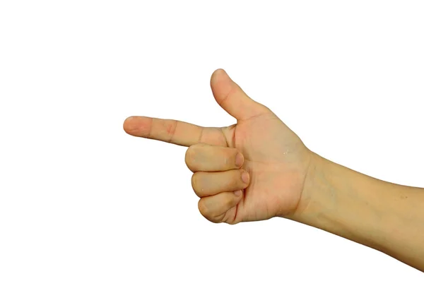 Женщина показывает указательный палец — стоковое фото