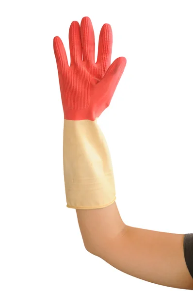 Рука с резиновой перчаткой — стоковое фото