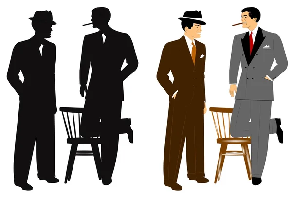 Men talking in silhouette — Stock Vector