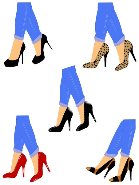 Heels and jeans — Stock Photo, Image