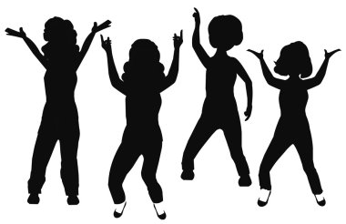 Women exercising in silhouette clipart
